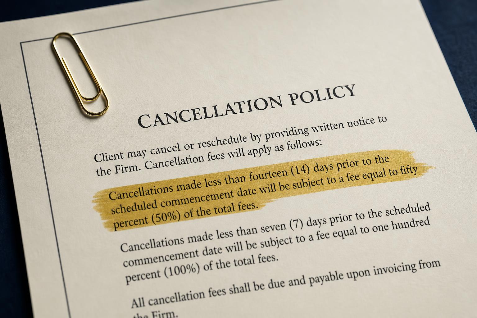 Cancellation 50/100%